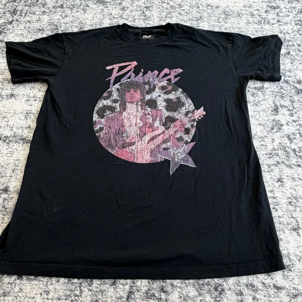 Cotton On Prince Purple Rain Graphic Tee Small Black Mens Band Rock Music Shirt